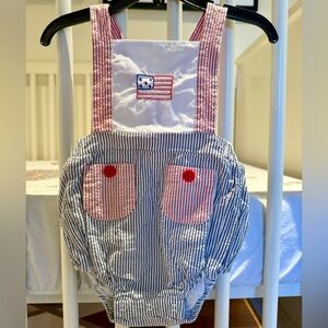 Bella Bloss patriotic flag seersucker embroidered bubble for Fourth of July